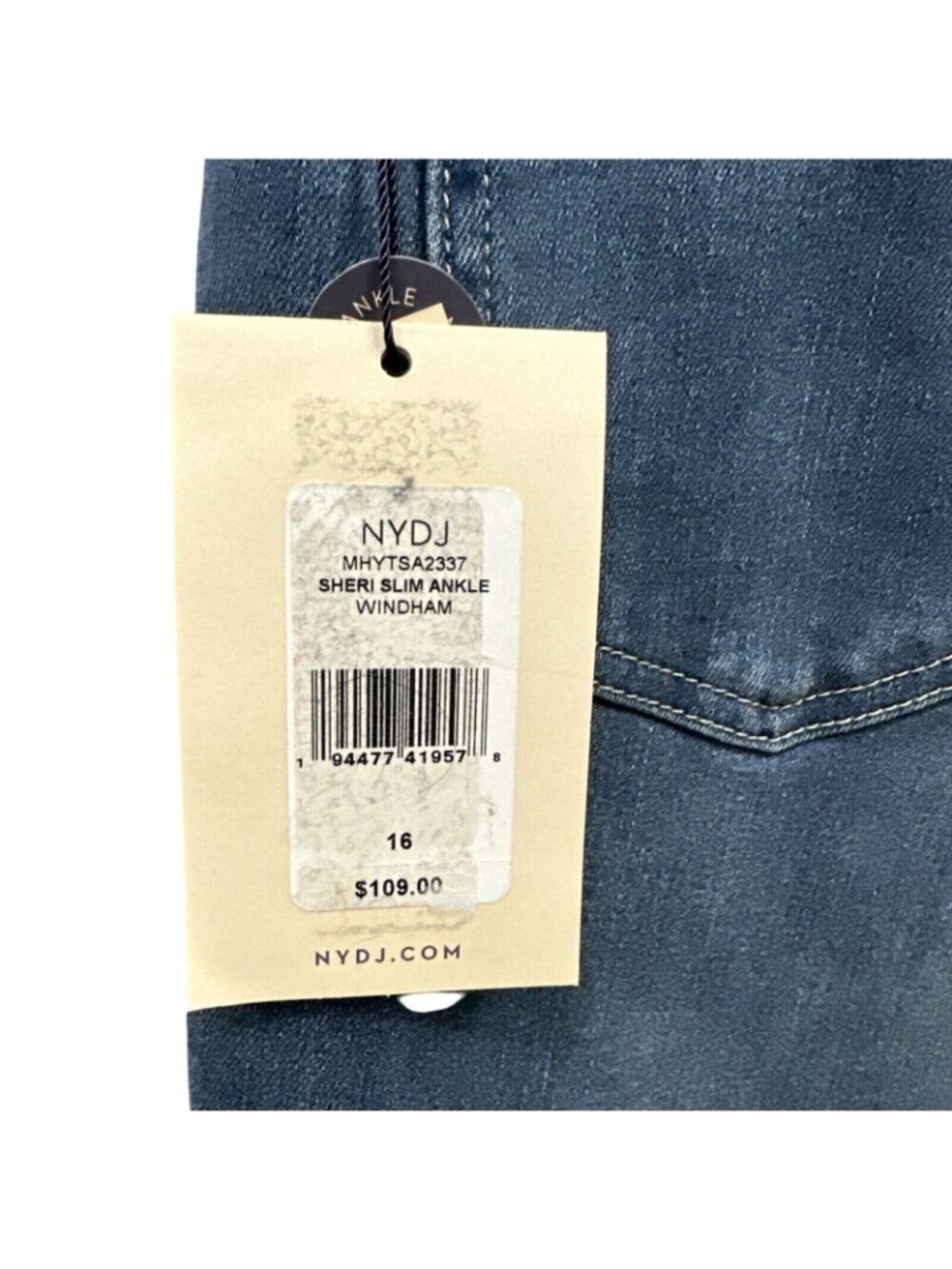 NYDJ Womens Mid Rise Sheri Slim Fit Ankle Stretch Denim Jeans Windham Size 16 - Picture 6 of 8